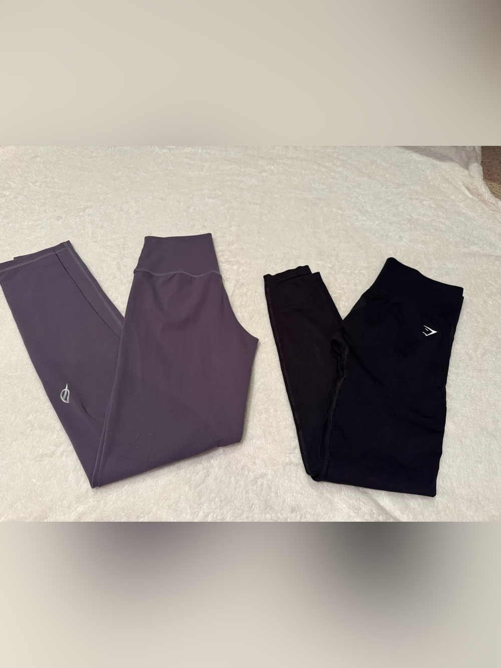 High-Waist Lavender Gray Leggings & Black Leggings Set
